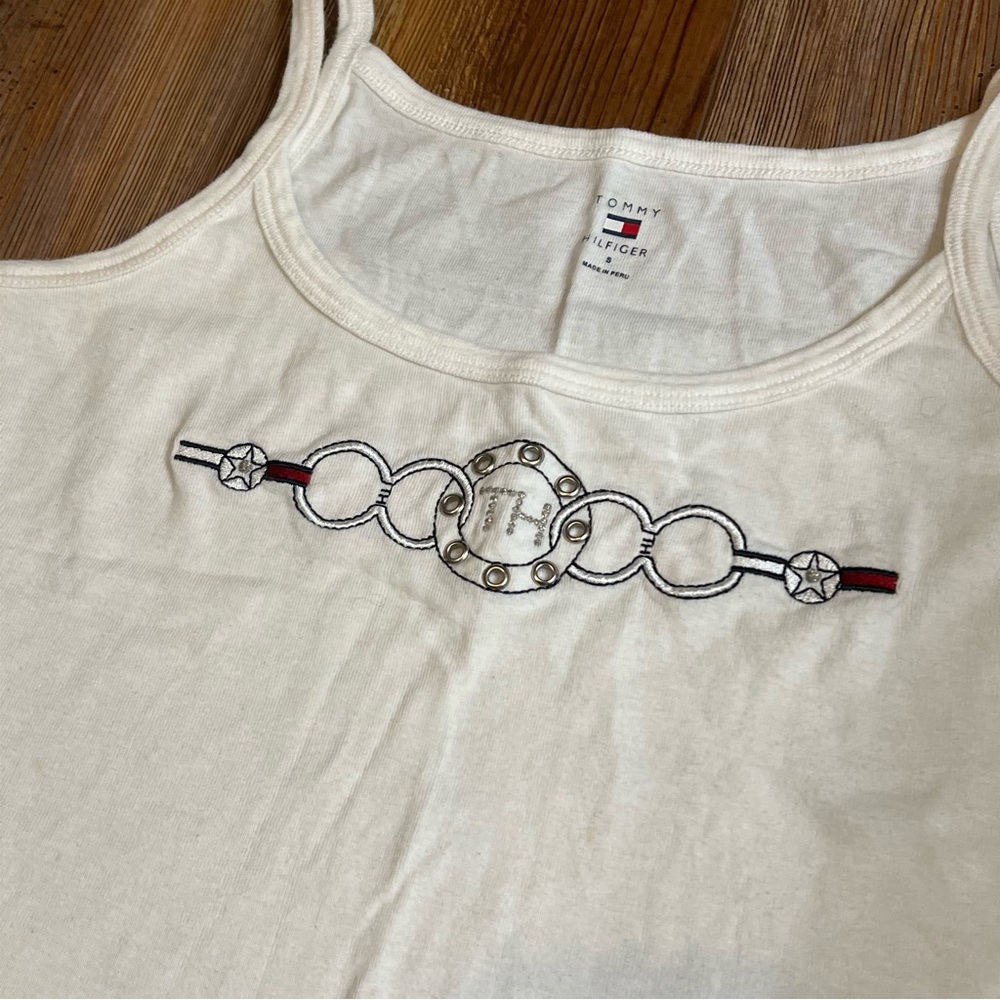 Y2k white Tommy Hilfiger tank top